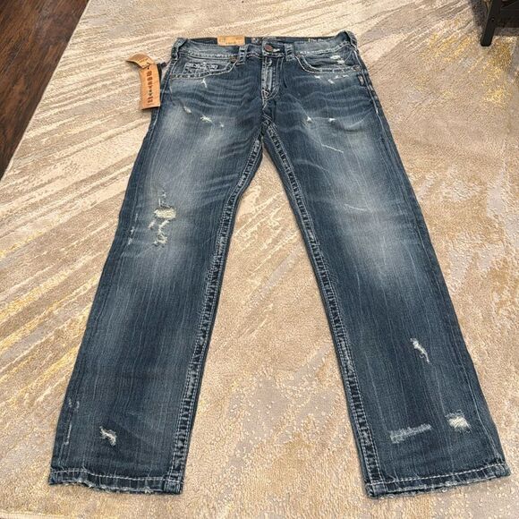 silver eddie jeans size 30 by 32 brand new with tags distressed relax fit EMC